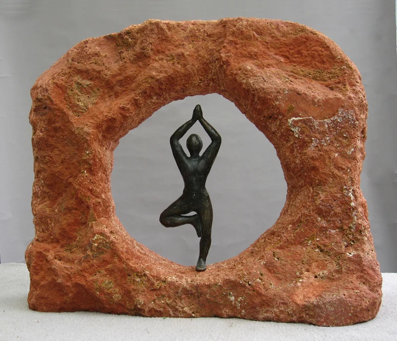 Arch, bronze / peruvian travertine sculpture by Francine Kirsch